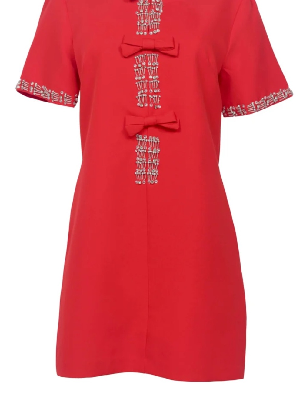 Ina Red Mini Dress with Crystal Embellished Bows